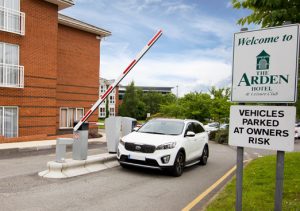 Car exiting barriers at Arden Hotel