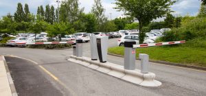 Barrier controlled entry and exit car park at hotel